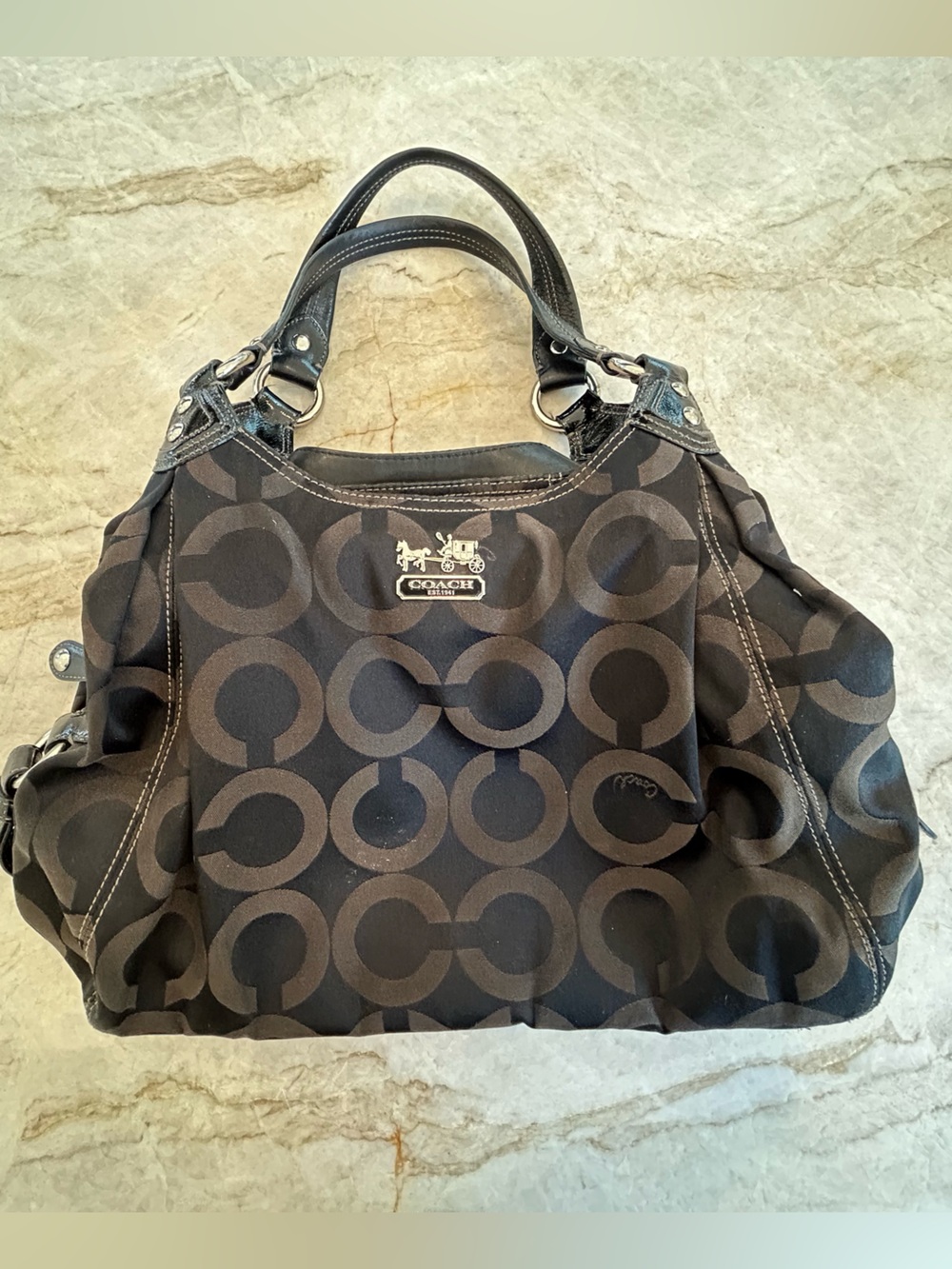 Coach Y2K Signature Jacquard Tote | Patent Leather Trim | Free Patchwork bag!